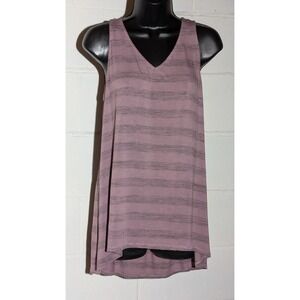 Knox Rose Striped Tank Top Sleeveless V Neck Blouse Shirt Tunic Purple Small